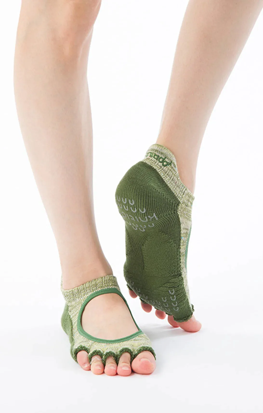 Heather Open Toe Footie Grip Socks With *Power Pads*