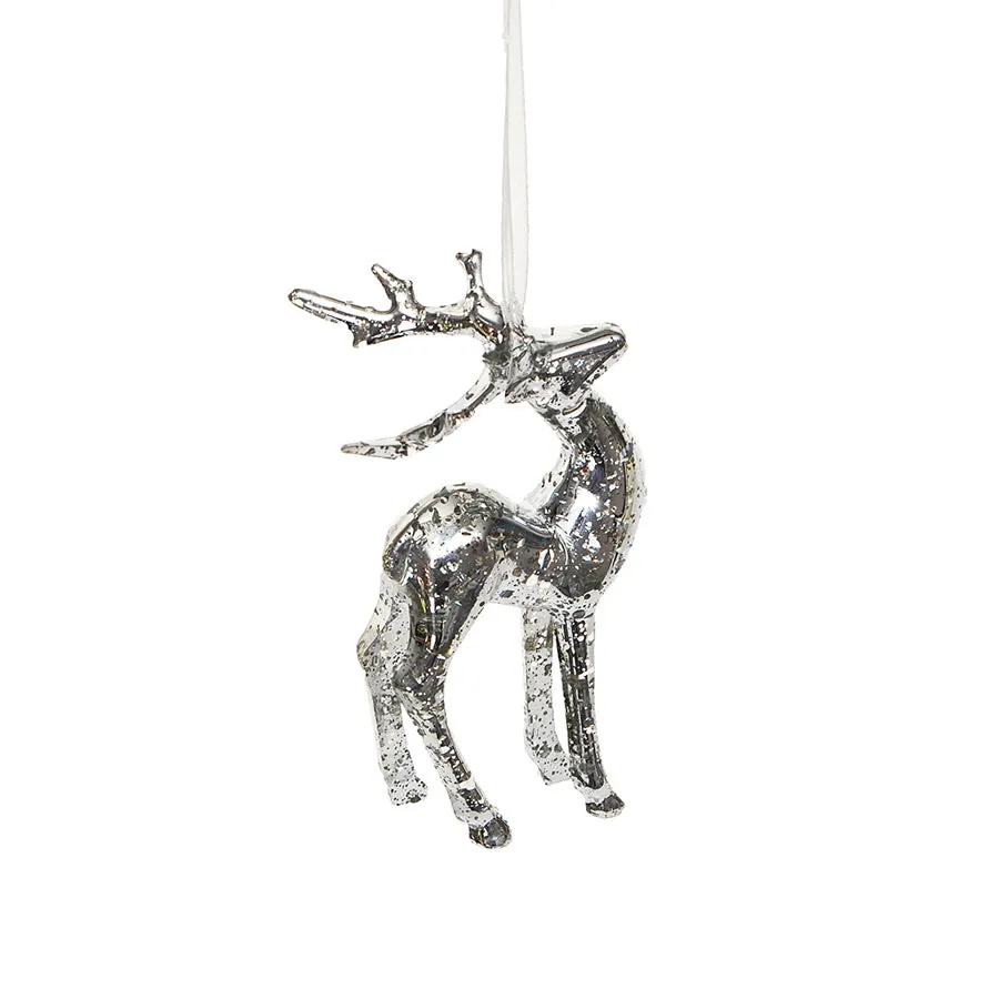 Heaven Sends Silver Glass Hanging Reindeer Decoration (Standing)