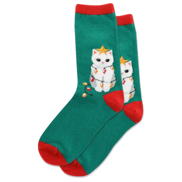 Fuzzy Christmas Cat-Themed Hotsox