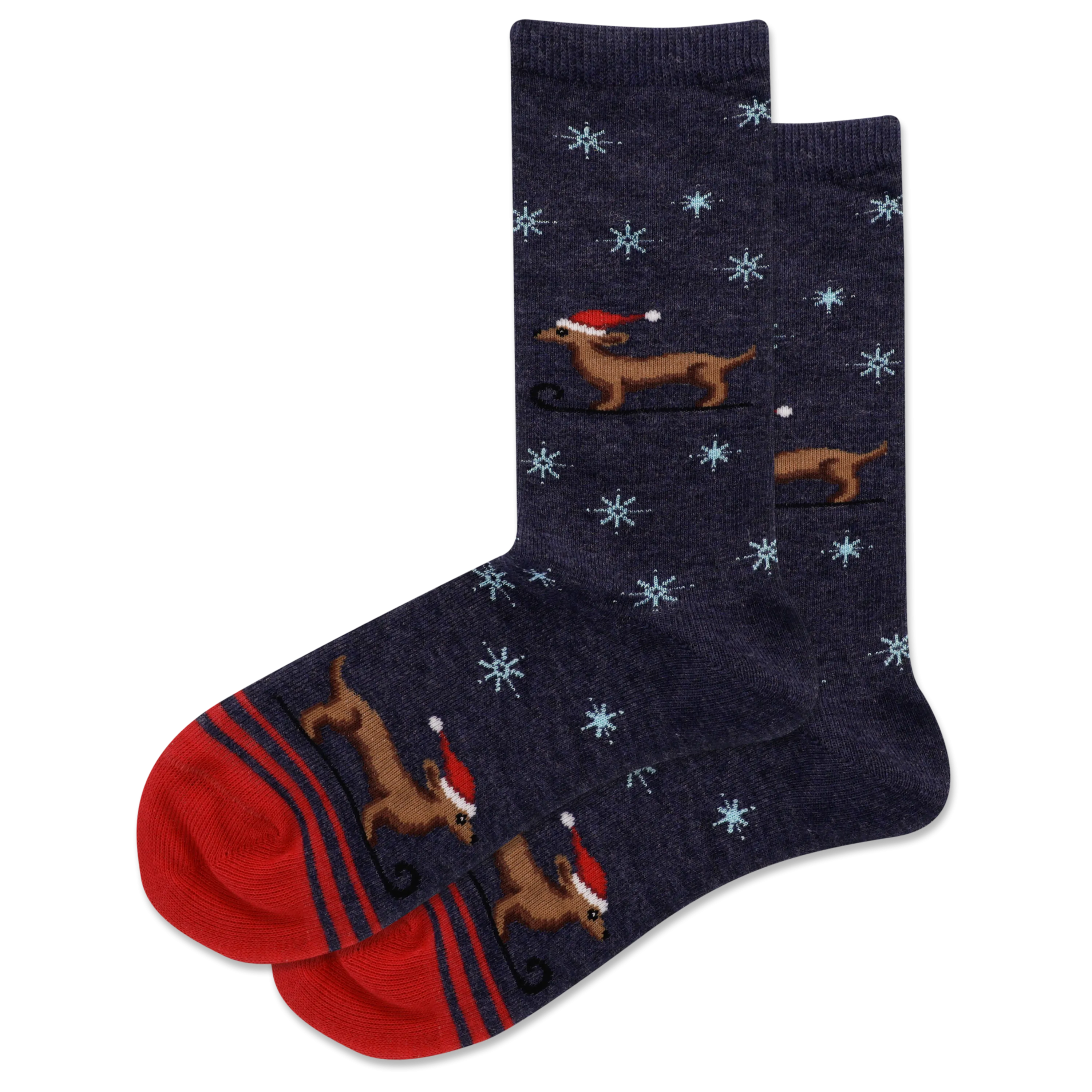 HOTSOX Kid's Sledding Dog with Santa Hat Crew Socks