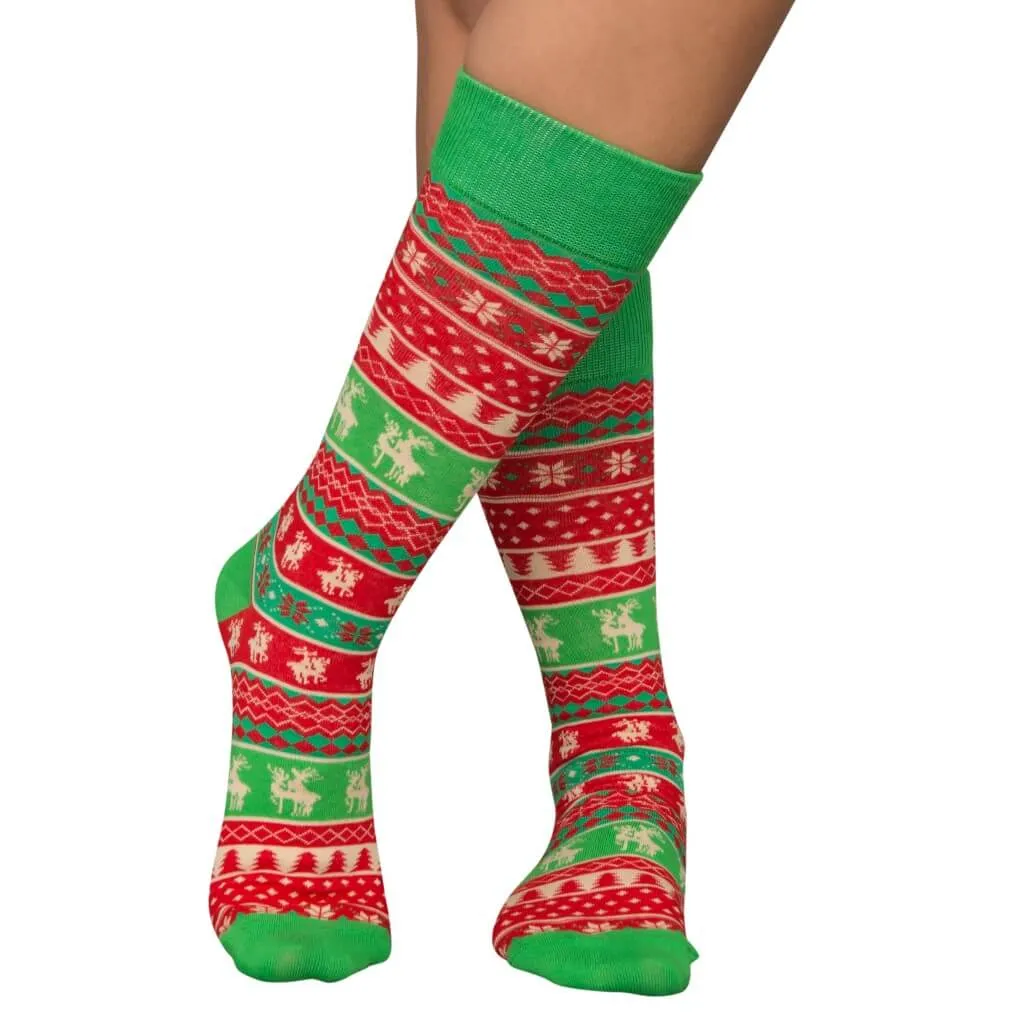 Humping Reindeer Adult Ugly Christmas Socks Red and Green