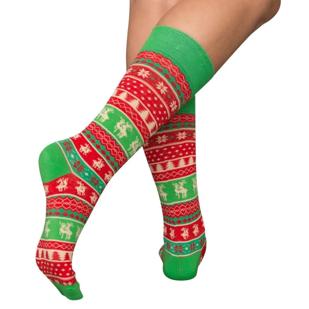 Humping Reindeer Adult Ugly Christmas Socks Red and Green