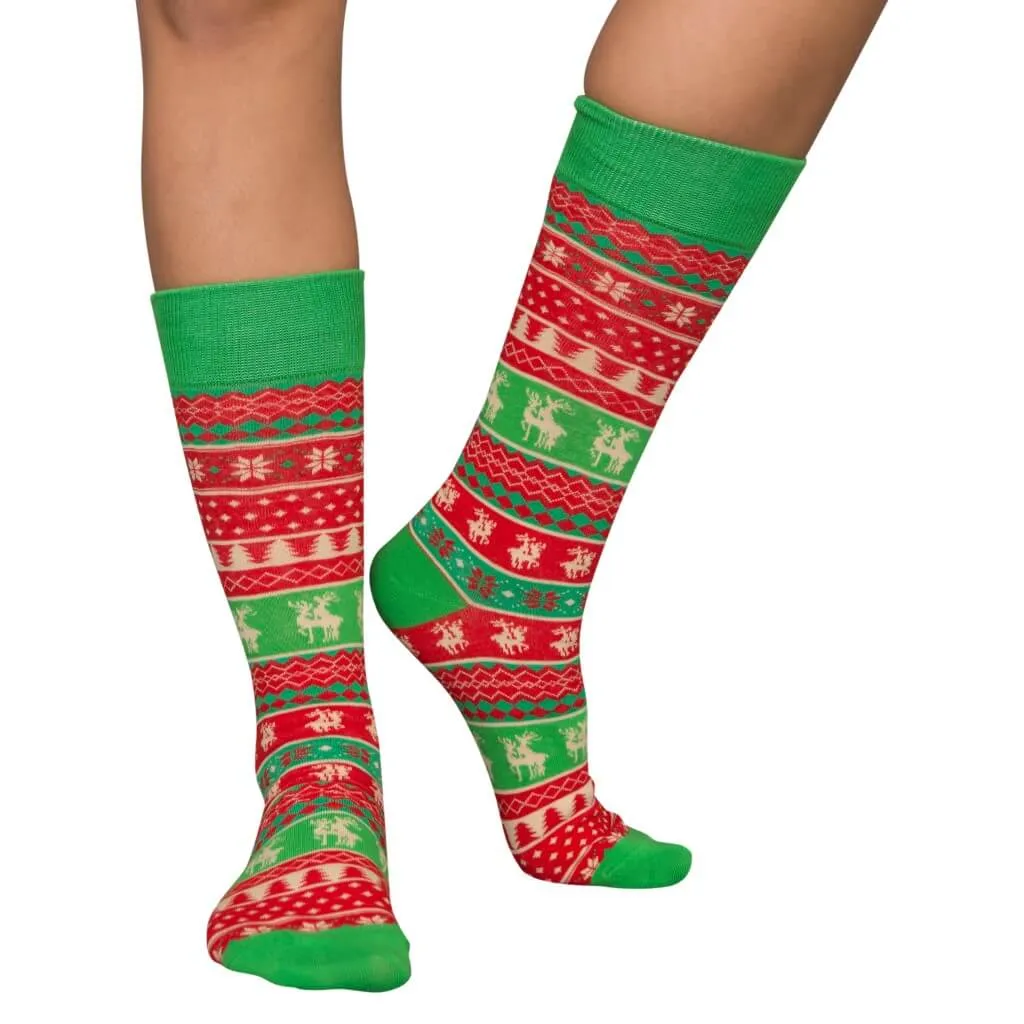 Humping Reindeer Adult Ugly Christmas Socks Red and Green