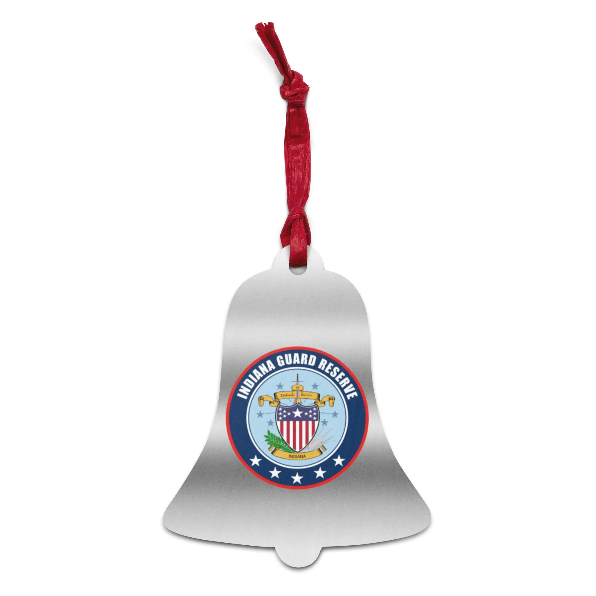 Indiana Guard Reserve Silver Bell Wooden Ornament