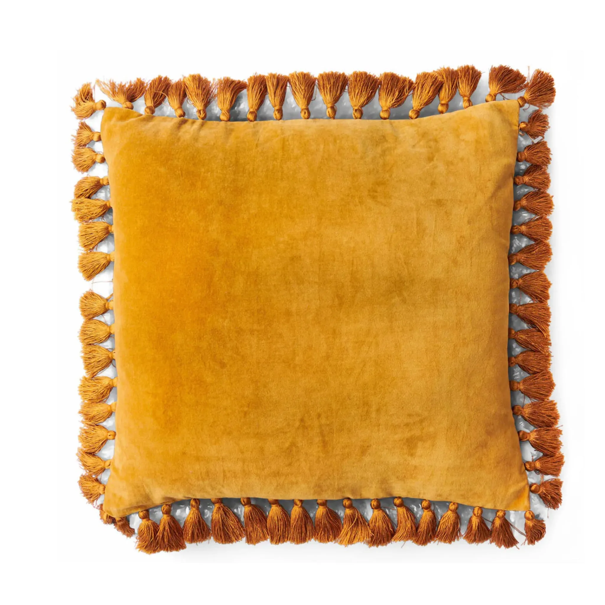 Kip and Co Pecan Velvet Tassel Cushion