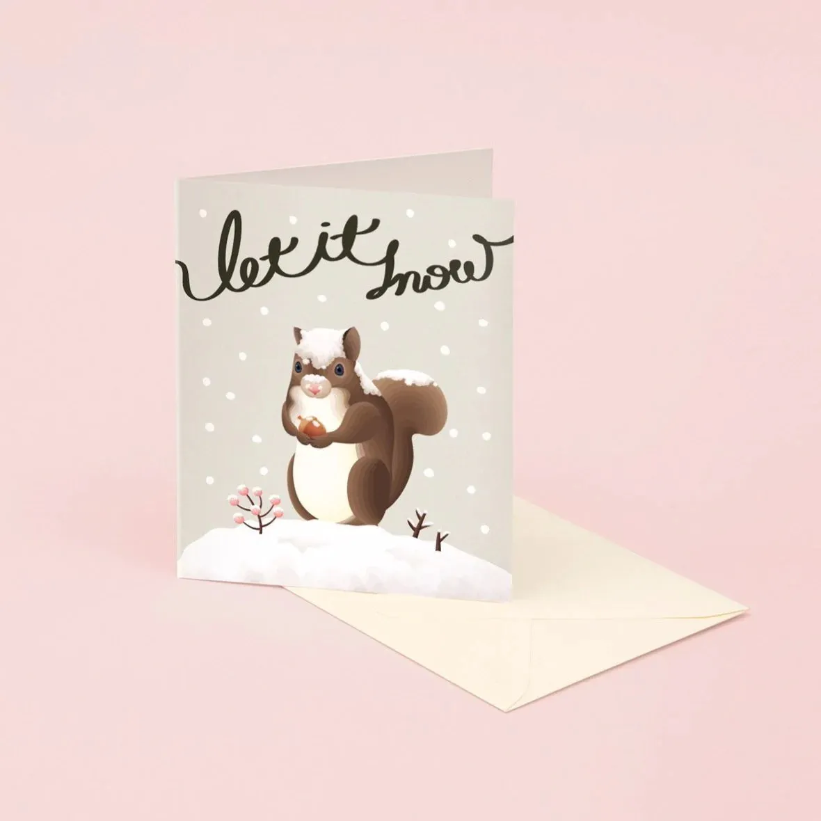 Let It Snow Squirrel Christmas Card for Holidays