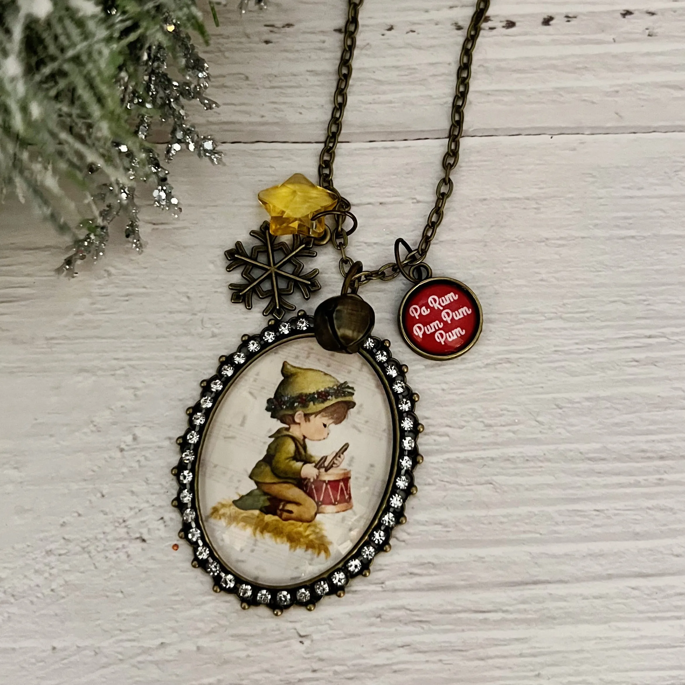 Charming Little Drummer Boy Pendant Necklace