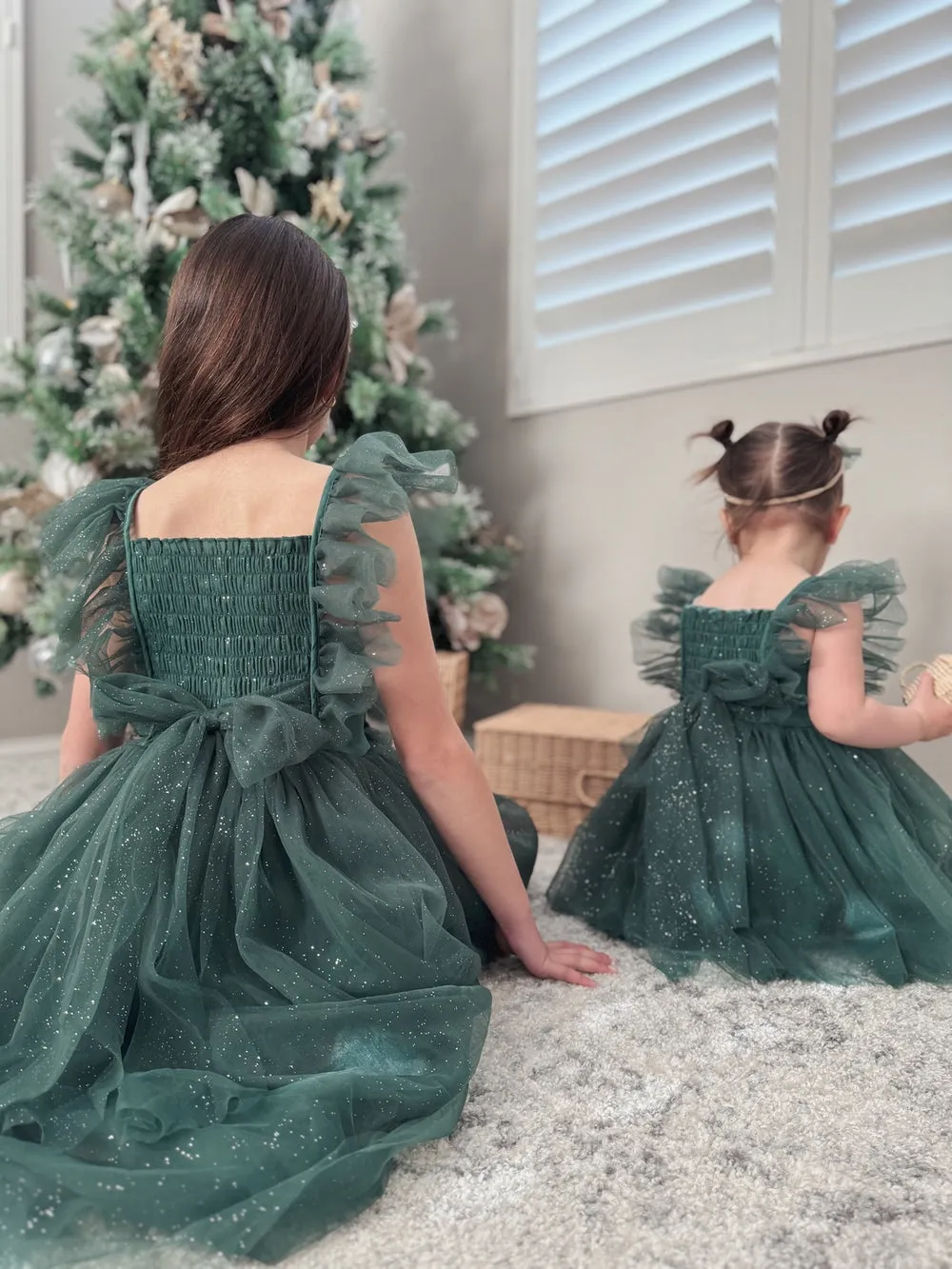 Lotus Girls Green Sparkle Christmas Dress