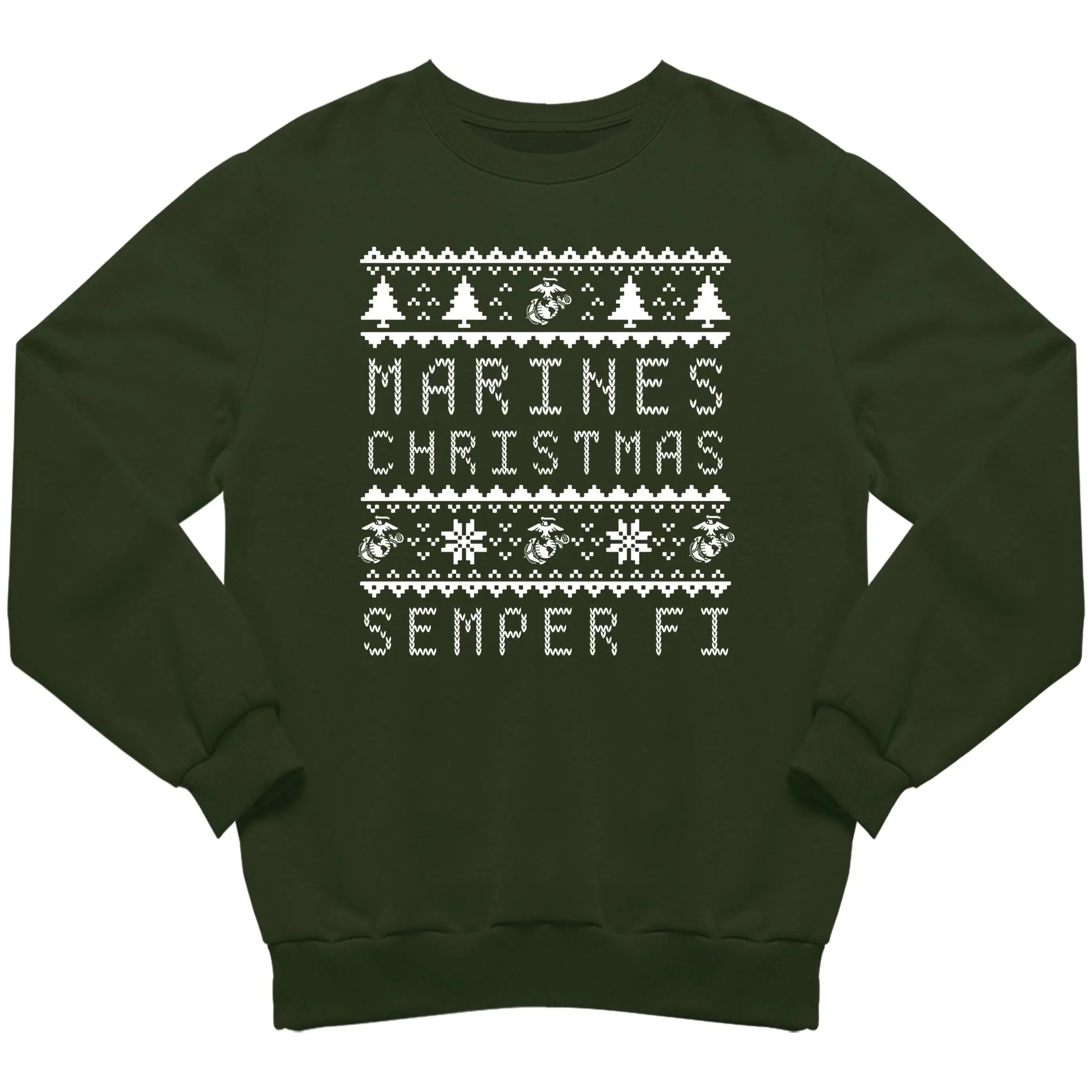 Forest Green Marines Christmas Sweatshirt – Festive Military Apparel for the Holidays