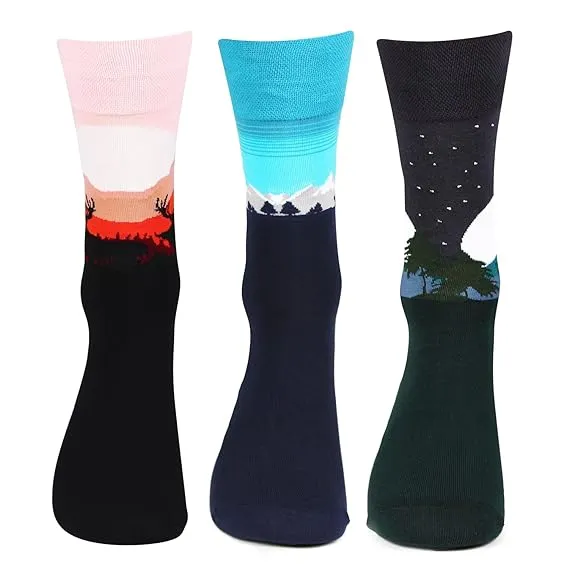 Men's Seasonal Reindeer Trio Designer Socks - Pack of 3