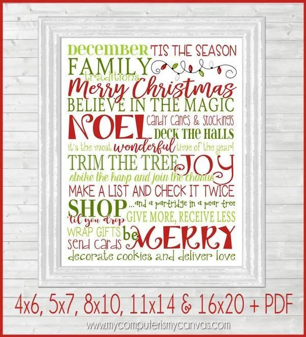 Merry Christmas Subway Art PRINTABLE