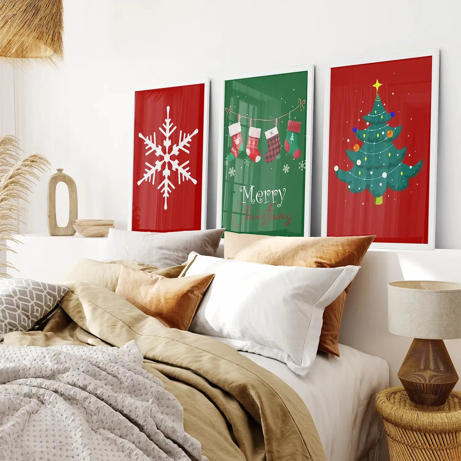 Modern Xmas Holiday Decor Nursery Wall Art Prints