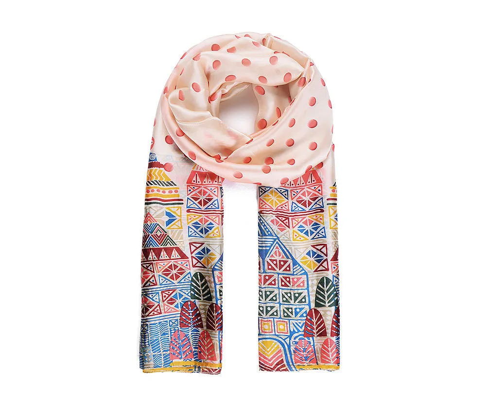 Multicolour City Print Silk Scarf 94942