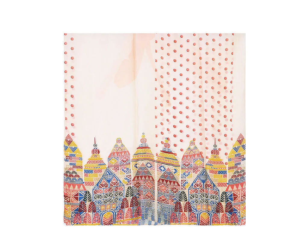 Multicolour City Print Silk Scarf 94942