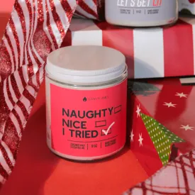 Naughty, Nice..I Tried, Funny Holiday Candle 9oz Pine Candle