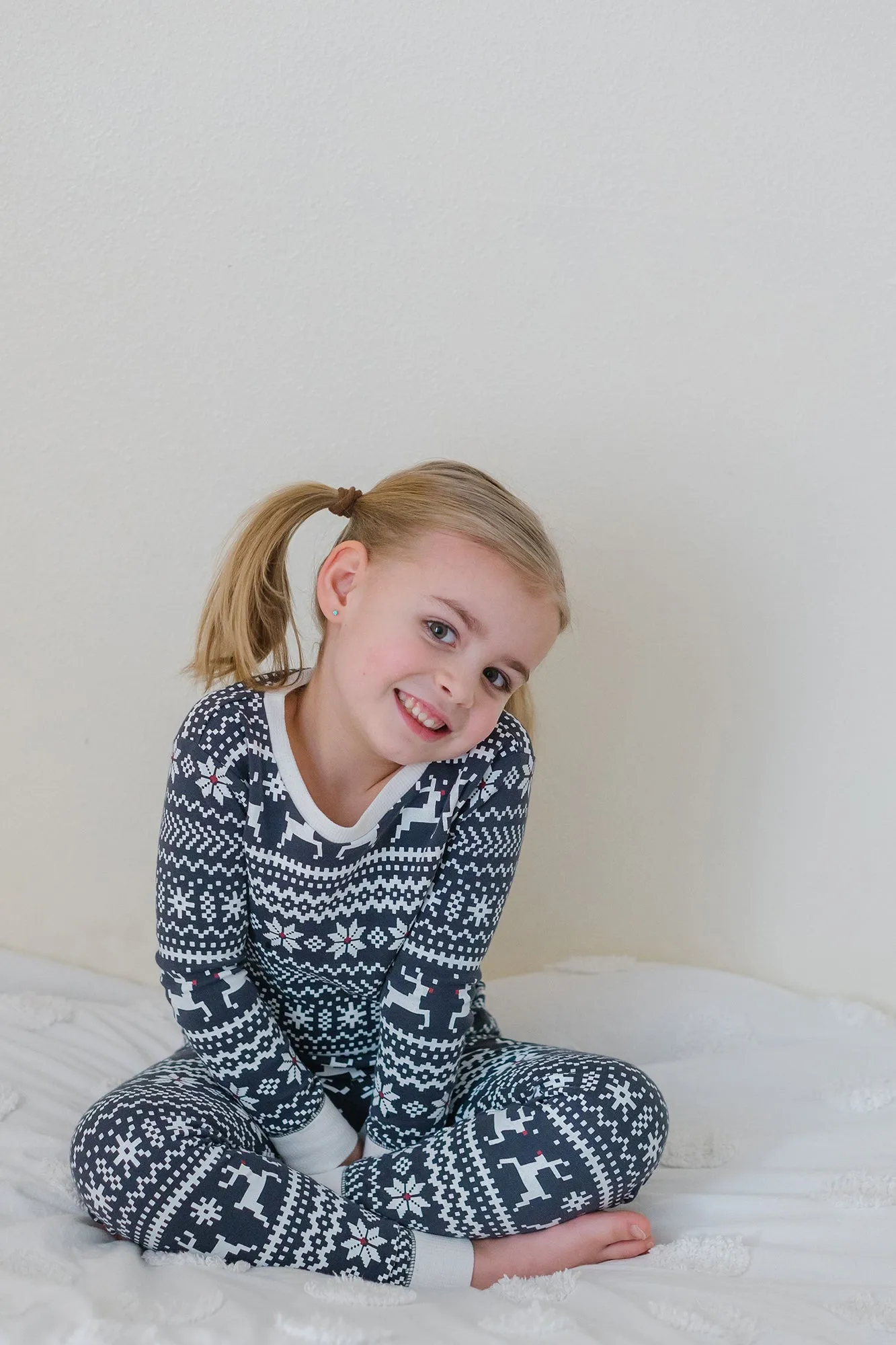 Organic Holiday Kids' PJ & Cap Set in Rudolph