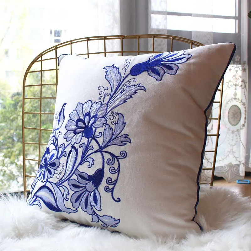 Oriental Blue and White Throw Cushion