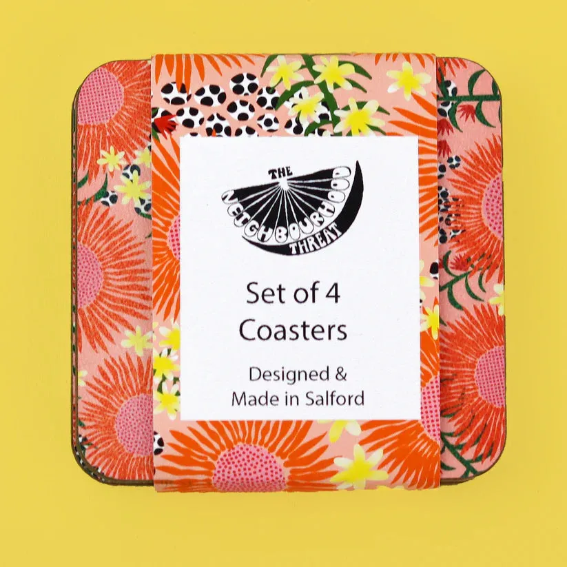 Peachy Floral Coasters (Set of 4)