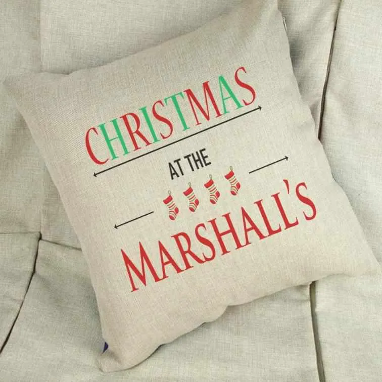 Personalised Christmas At The Linen Cushion