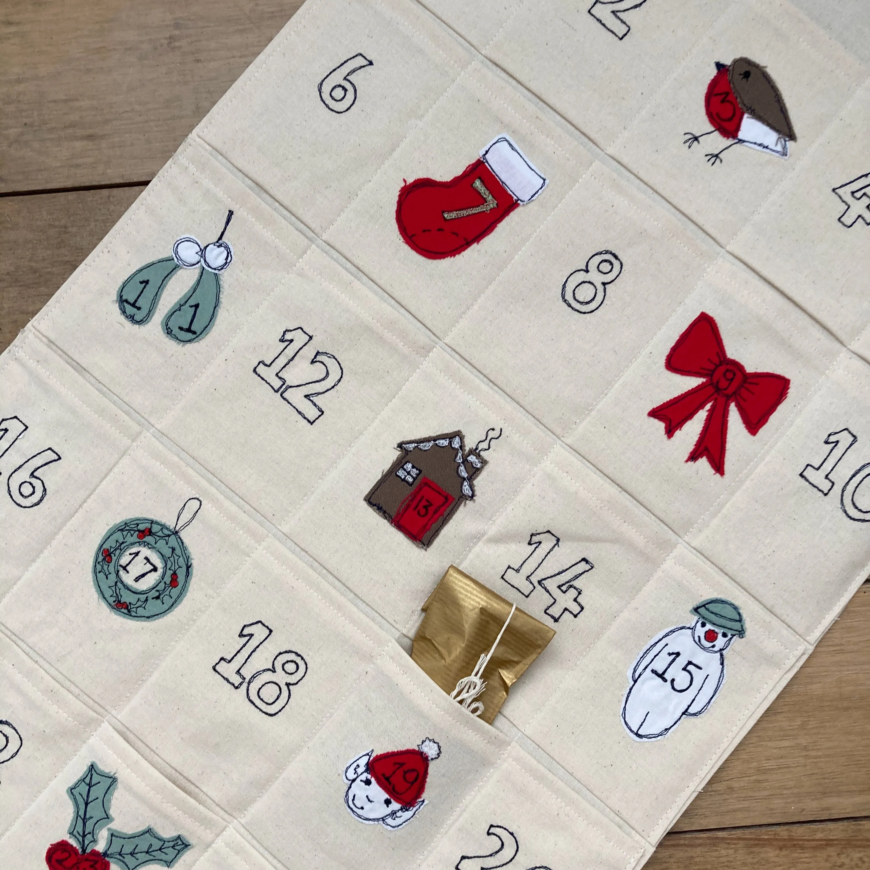 pick a pocket advent calendar - freehand embroidery project