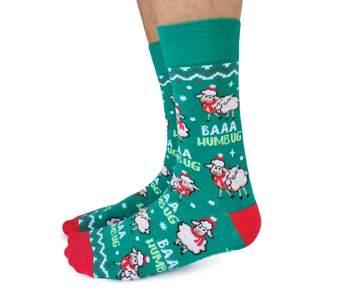 "BAAA HUMBUG" Cotton Crew Socks by Uptown Sox