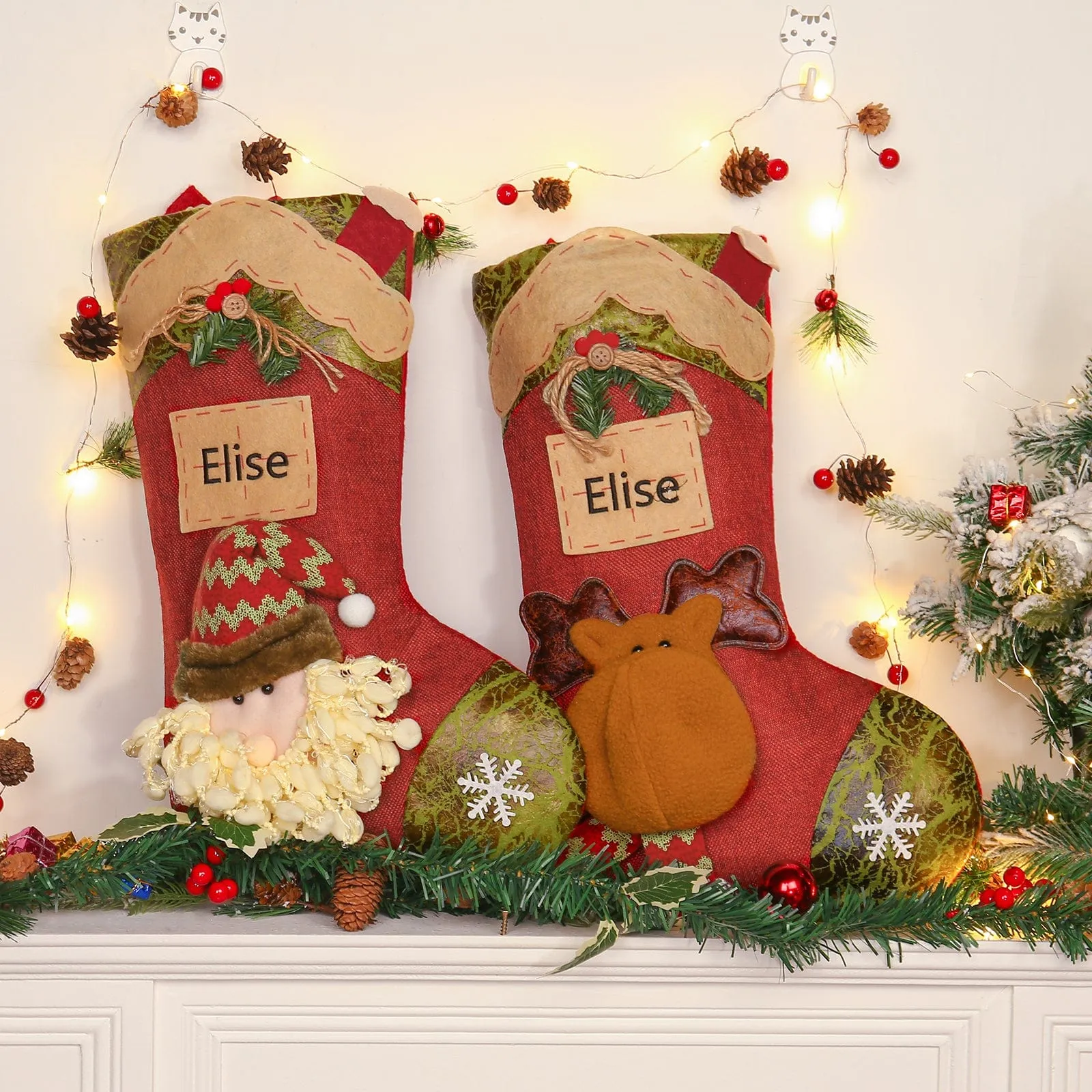 "Warm up the Holidays with Custom Name Elk Snowman Christmas Socks!"