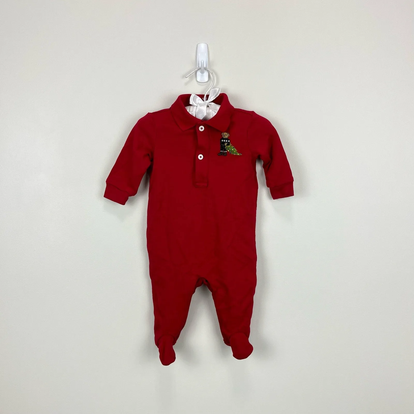 Ralph Lauren Christmas Polo Bear Footie 3 Months