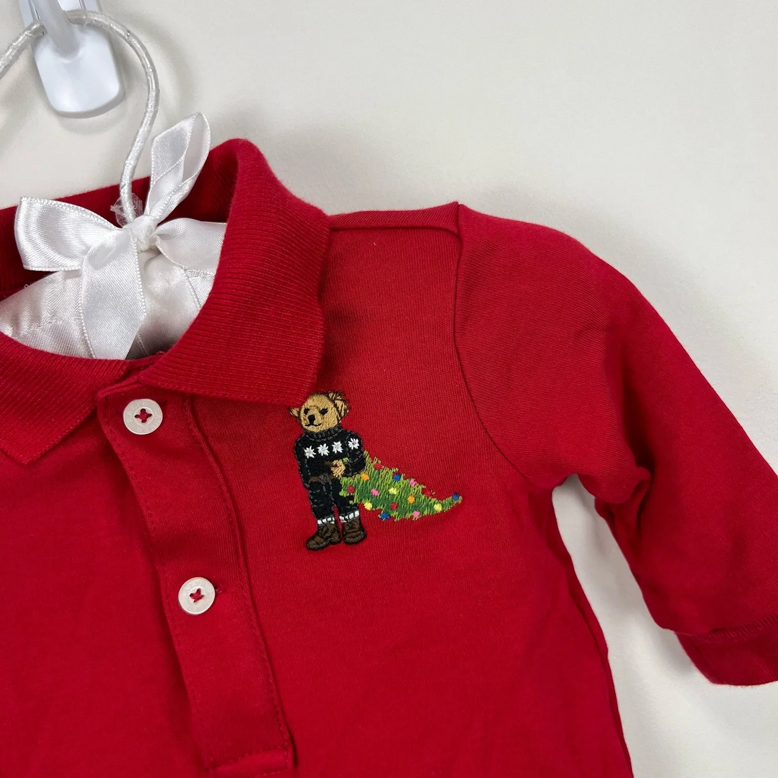 Ralph Lauren Christmas Polo Bear Footie 3 Months