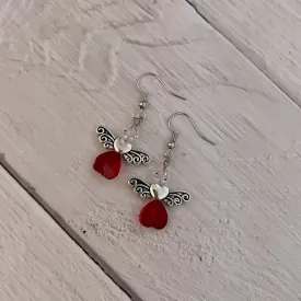 Red Heart Angel Earrings