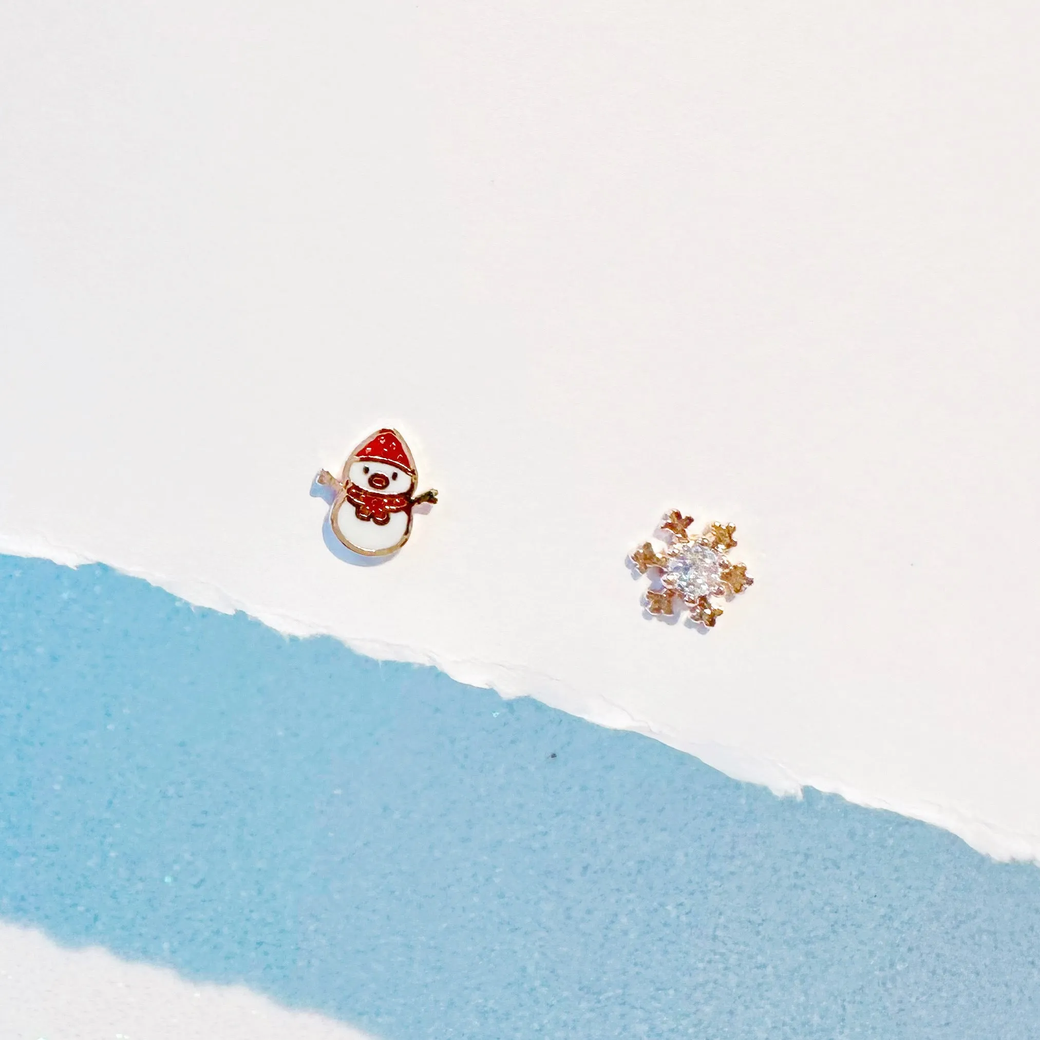 Rose Gold Snowman & Snowflake Earrings