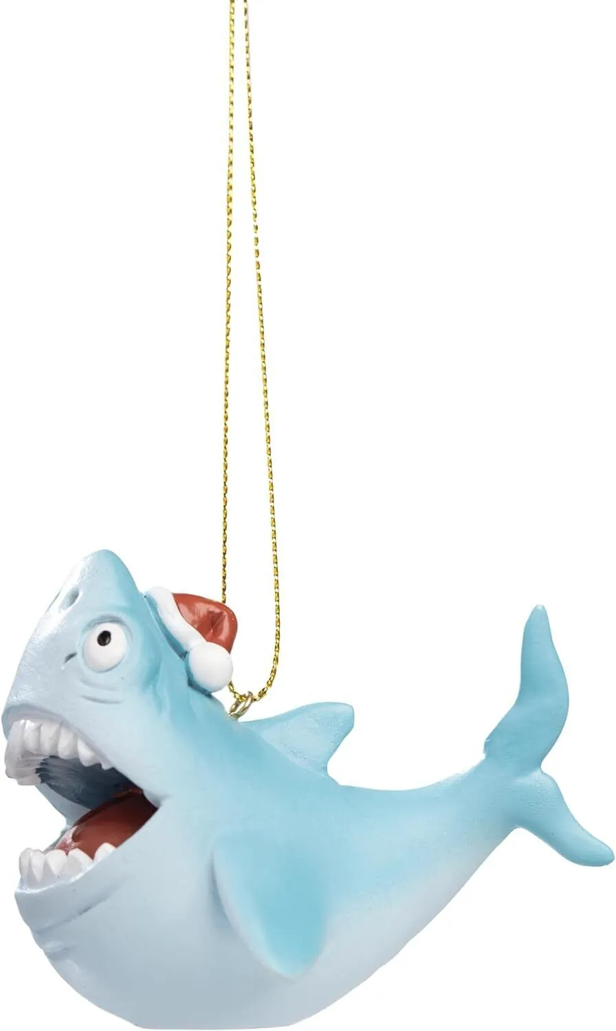 Shark with a Christmas Hat Ornament