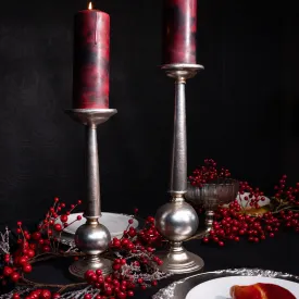 Silver Pillar Candle Holder