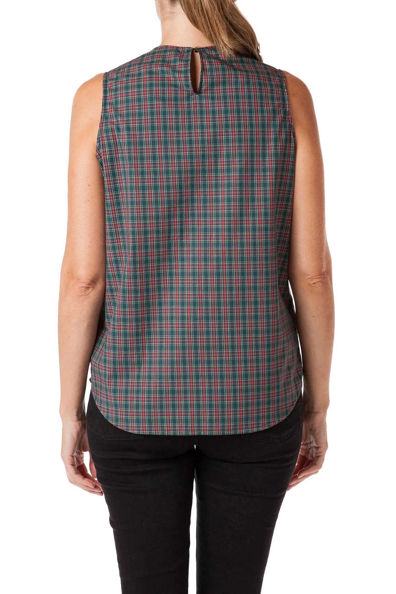 Sleeveless Top Festive Plaid