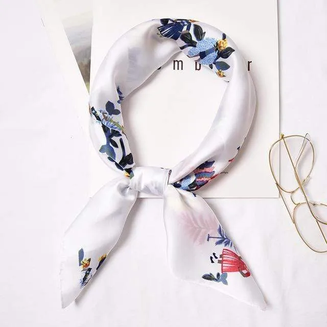 Small Fashion Print Silk Scarf