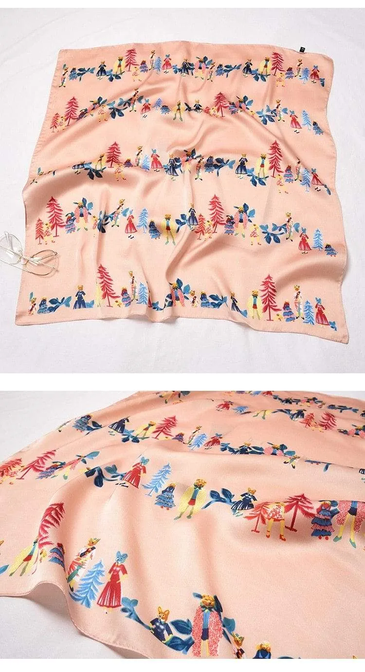 Small Fashion Print Silk Scarf