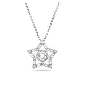 STELLA STAR PENDANT, WHITE, RHODIUM PLATED