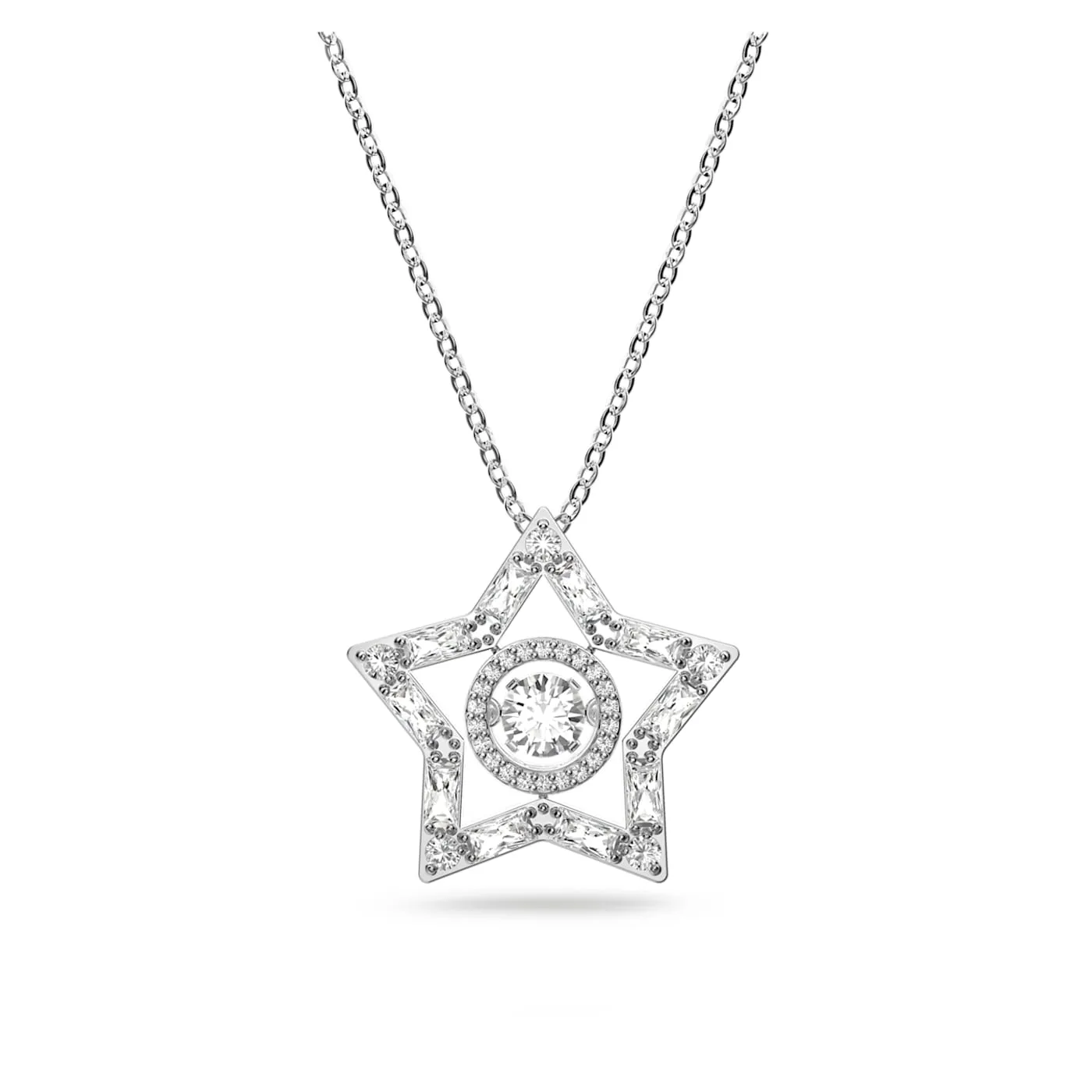 STELLA STAR PENDANT, WHITE, RHODIUM PLATED