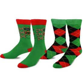 TeeHee Socks Men's Christmas Polyester Crew Assorted 2-Pack (50819)