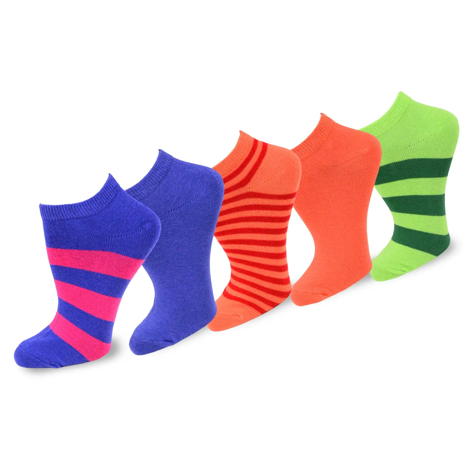 TeeHee Socks Women's Casual Cotton No Show Multi Stripes/Solid 10-Pack (11203)