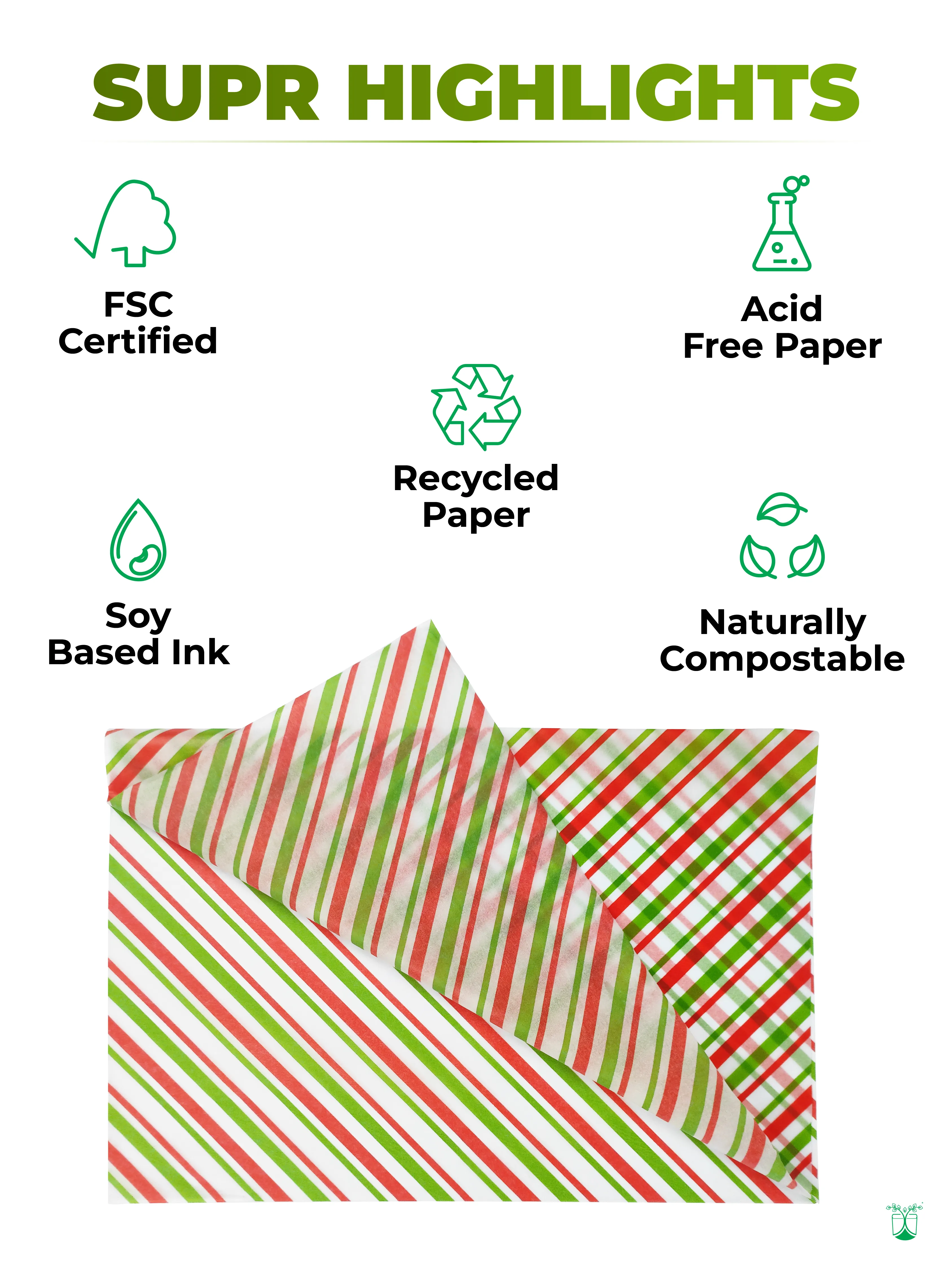 Tissue Wrapping Paper with Stripes for Eco-Friendly Packaging