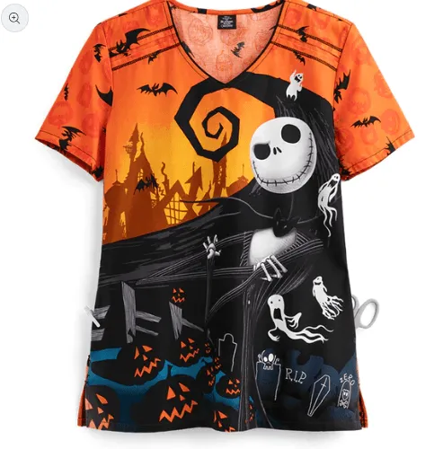 Tooniforms Disney V Neck Scrub Top Nightmare Before Christmas TF690NCHJ