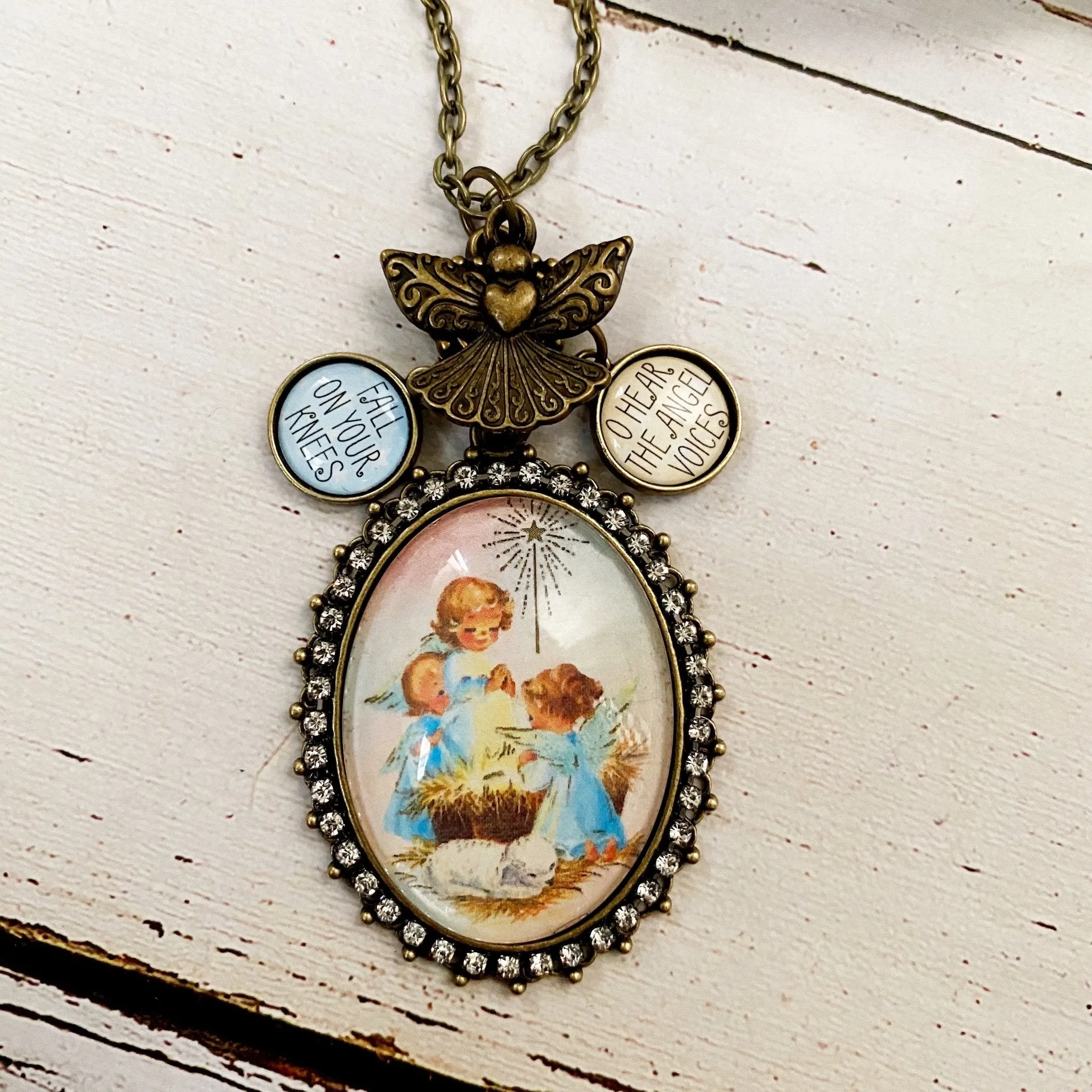 Vintage Angel Holy Night Christmas Necklace