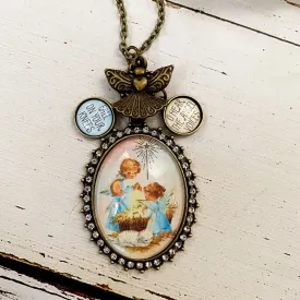 Vintage Angel Holy Night Christmas Necklace