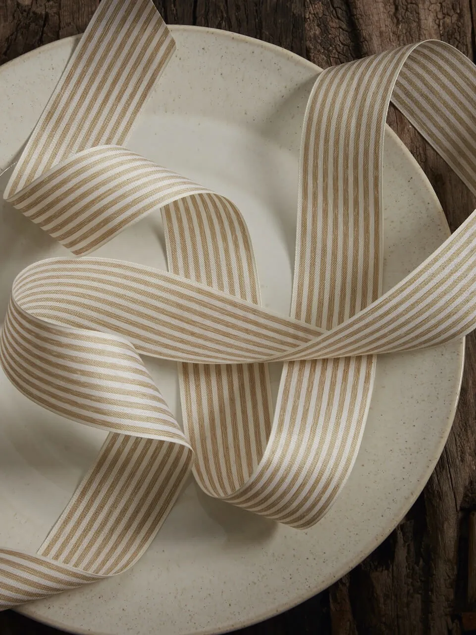 Wide Natural and Cream Stripe Ribbon - 5m