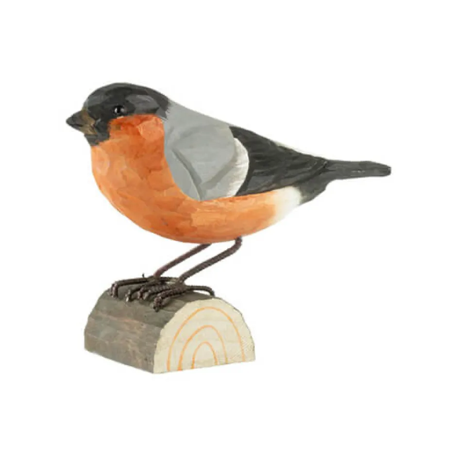 Wildlife Garden Decobird Carved Wooden Figure of a Bullfinch