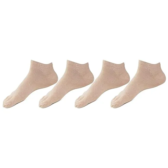 Women Plain Cotton Secret Length Thumb Socks- Pack of 4