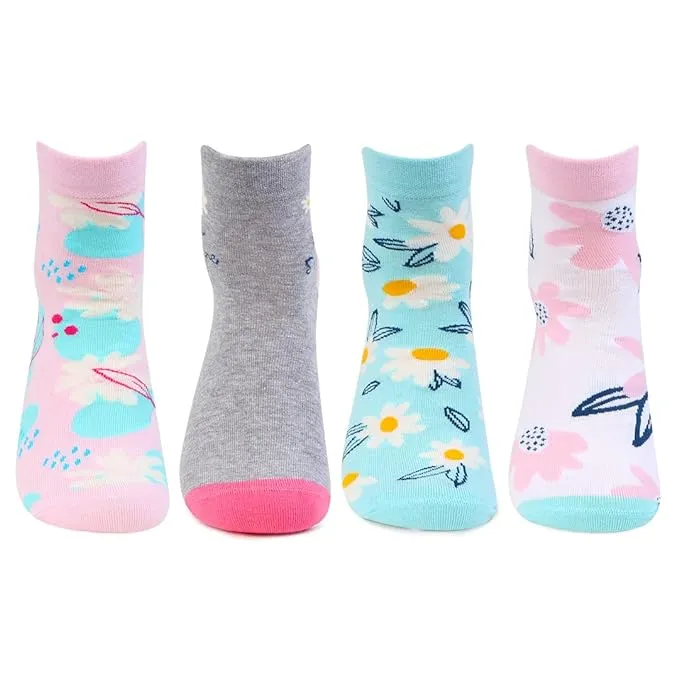 Women's Floral Designs Cotton Fashion Socks - Pack Of 4