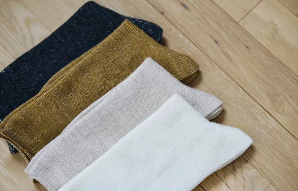 Wool Silk Socks _ Beige, Mustard or Charcoal